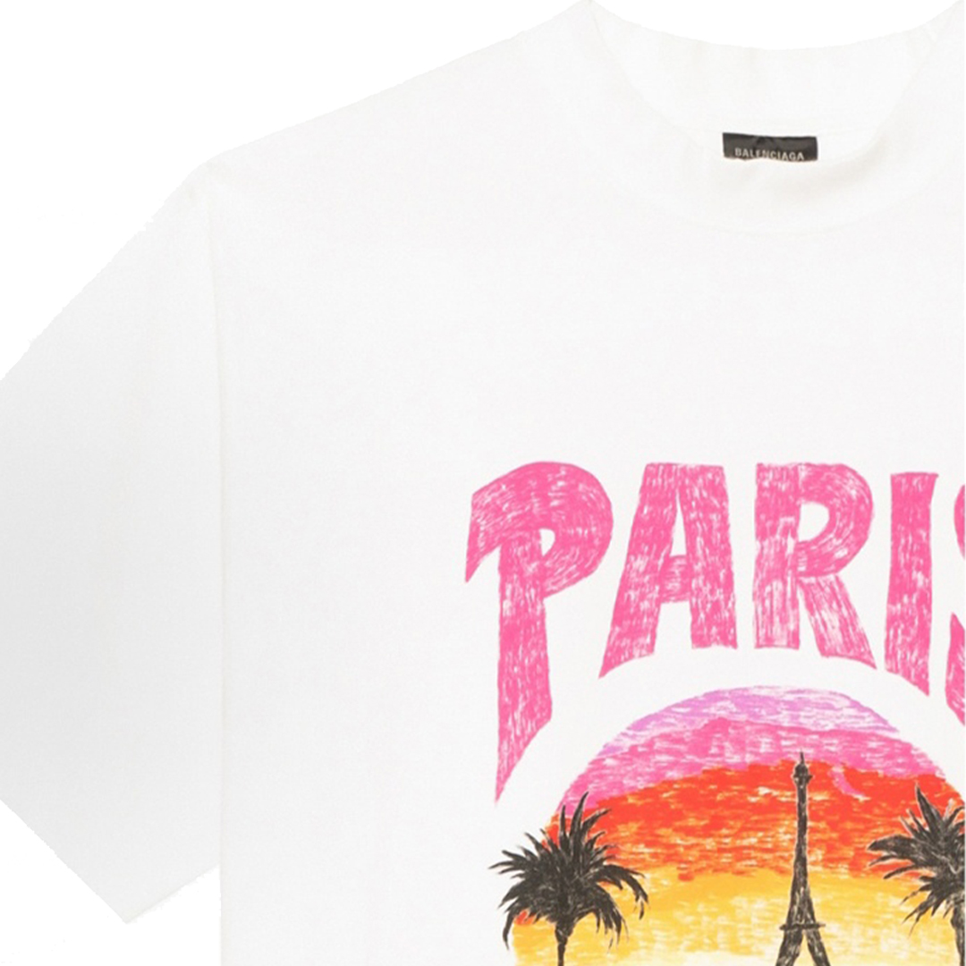 Balenciaga Paris Tropical T-Shirt White Pink