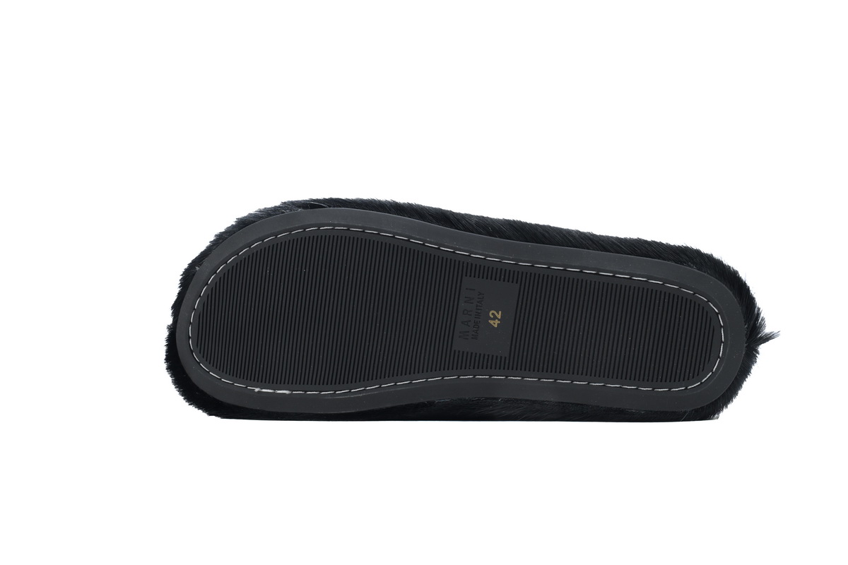 Coco Shoes Marni Long-hair Calfskin Fussbett Sabot Black SBMR000600P412200N99