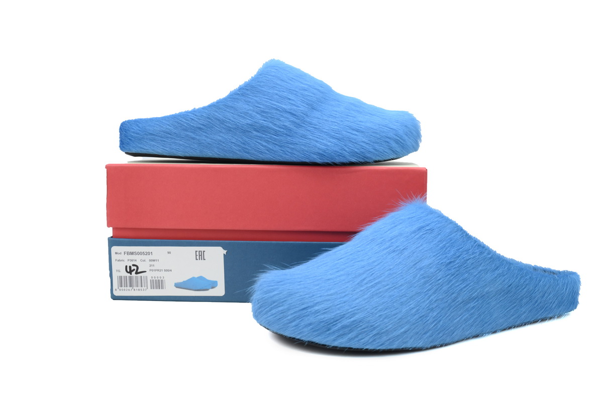 Coco Shoes Marni Long-hair Calfskin Fussbett Sabot Blue SBMR000600P412200B50