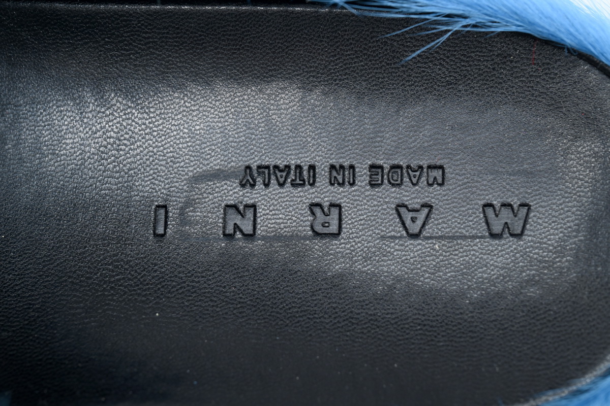 Coco Shoes Marni Long-hair Calfskin Fussbett Sabot Blue SBMR000600P412200B50