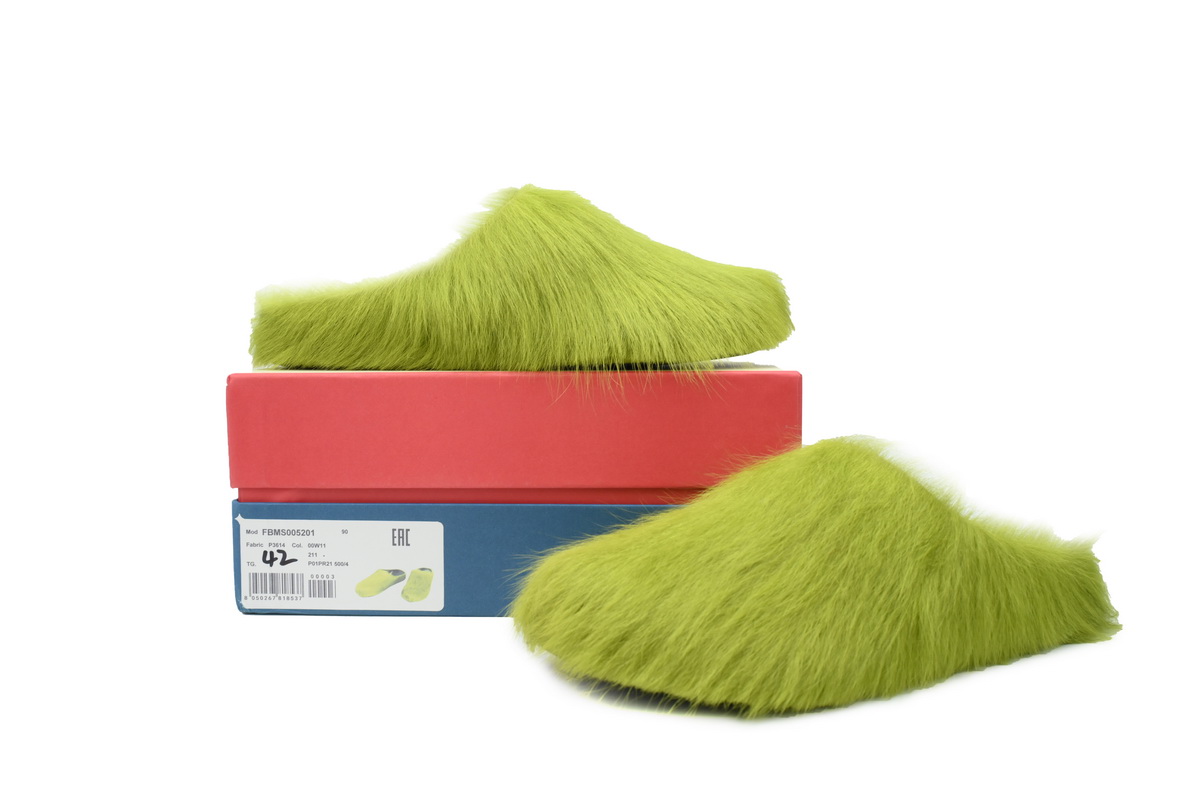 Coco Shoes Marni Long-hair Calfskin Fussbett Sabot Green SBMR000600P412200V07