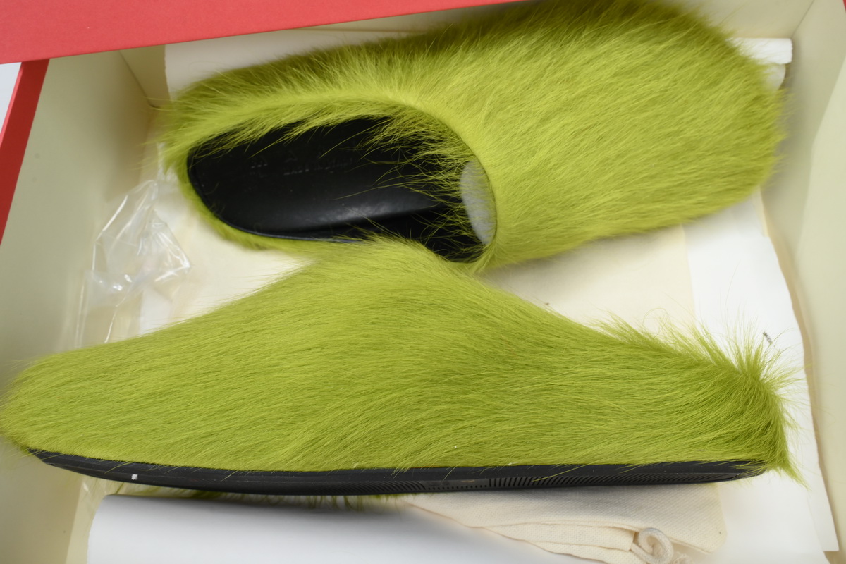 Coco Shoes Marni Long-hair Calfskin Fussbett Sabot Green SBMR000600P412200V07