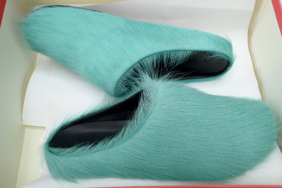 Coco Shoes Marni Long-hair Calfskin Fussbett Sabot Green SBMR000600P412200V38