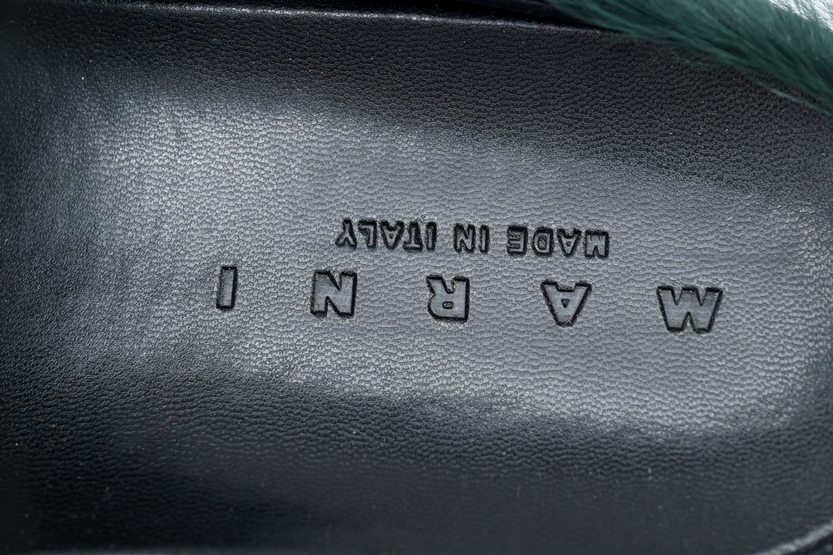 Coco Shoes Marni Long-hair Calfskin Fussbett Sabot Sea Green SBMR000600P412200V78