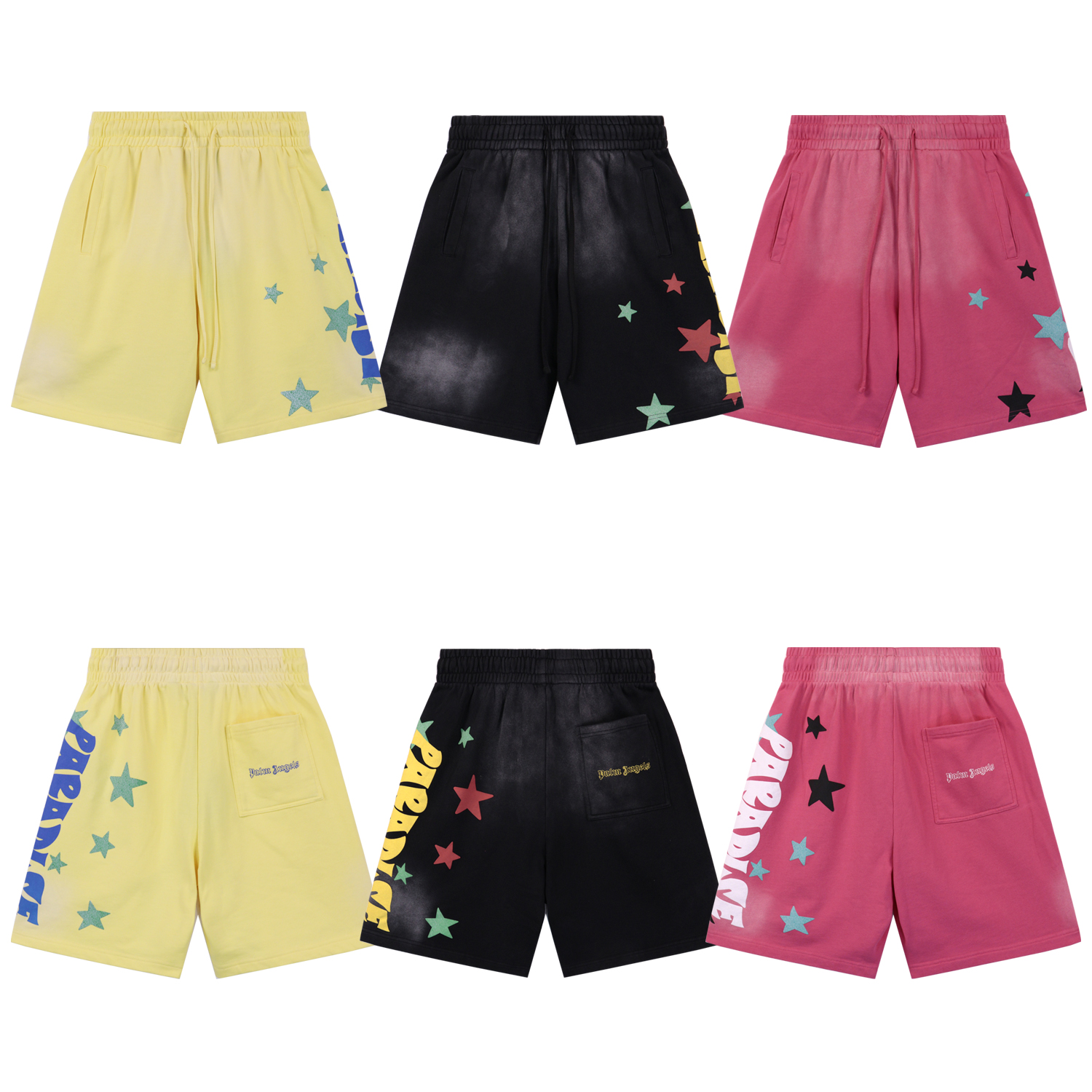 Palm Angels Track Shorts #8655 Pink/Black/Yellow