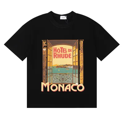 Rhude Hotel Di Monaco T-shirt #50162 Vintage Apricot/White/Black 01