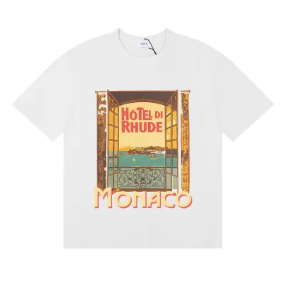 Rhude Hotel Di Monaco T-shirt #50162 Vintage Apricot/White/Black 02