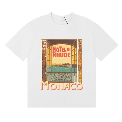 Rhude Hotel Di Monaco T-shirt #50162 Vintage Apricot/White/Black 02