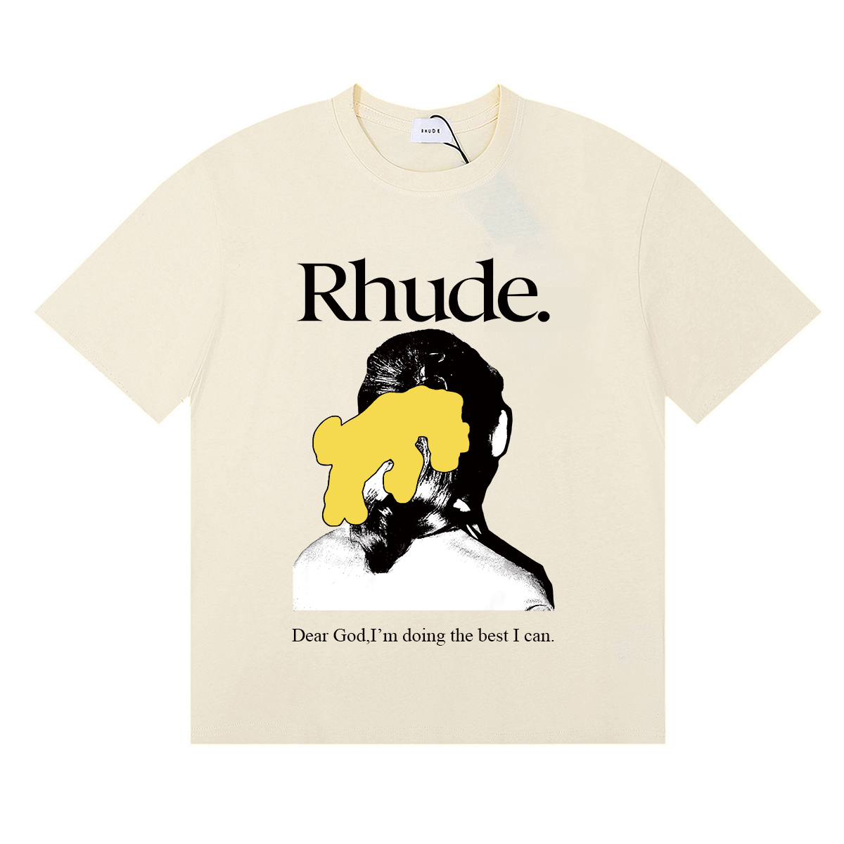 Rhude Ponytail T-shirt #50163 Vintage Apricot/White/Black