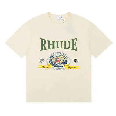 Rhude Port De T-shirt #50167 Apricot/White/Black 01