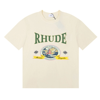 Rhude Port De T-shirt #50167 Apricot/White/Black 01