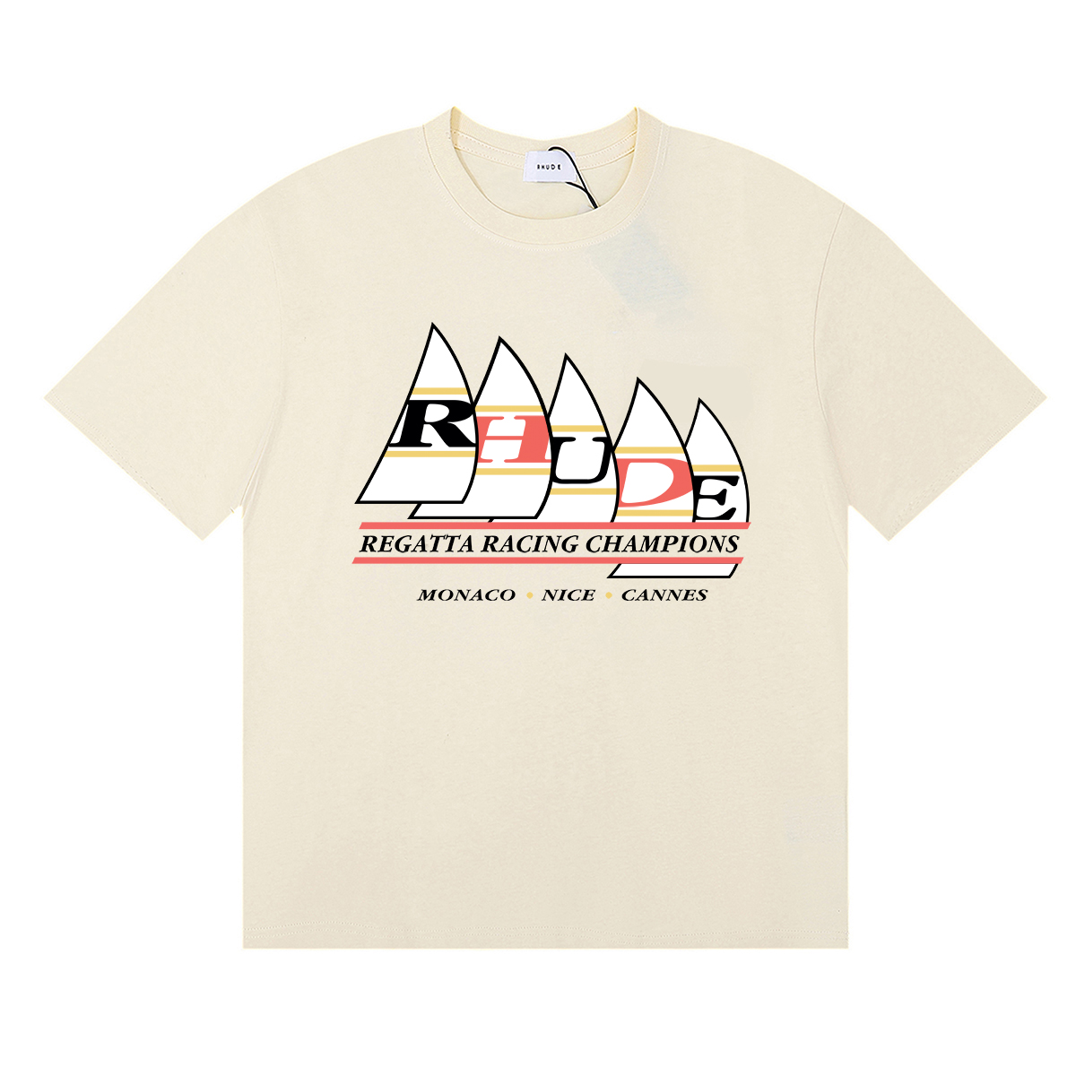 Rhude Regatta Champions T-shirt #50161 Vintage Apricot/White/Black