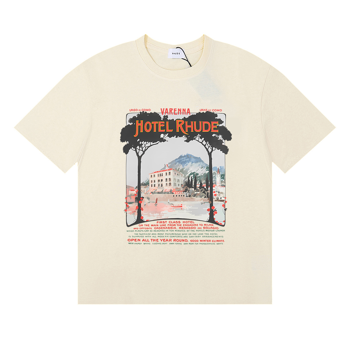 Rhude x Harrods Cotton Hotel T-Shirt #50168 Apricot/White/Black