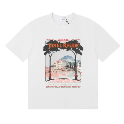 Rhude x Harrods Cotton Hotel T-Shirt #50168 Apricot/White/Black 01
