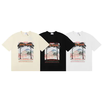 Rhude x Harrods Cotton Hotel T-Shirt #50168 Apricot/White/Black 02