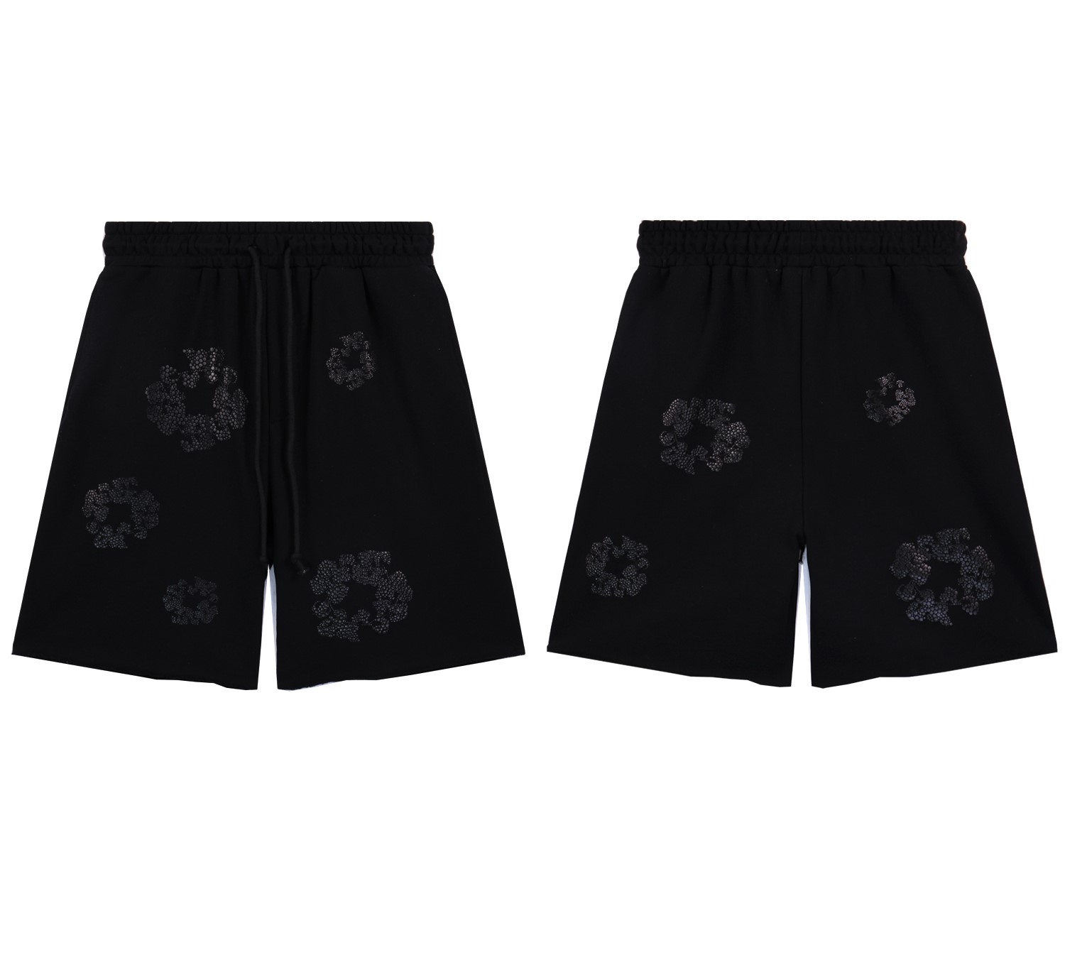  Denim Tears Glitter Patch Floral Print Shorts #8659 Black/Grey/Pink/Black Silver