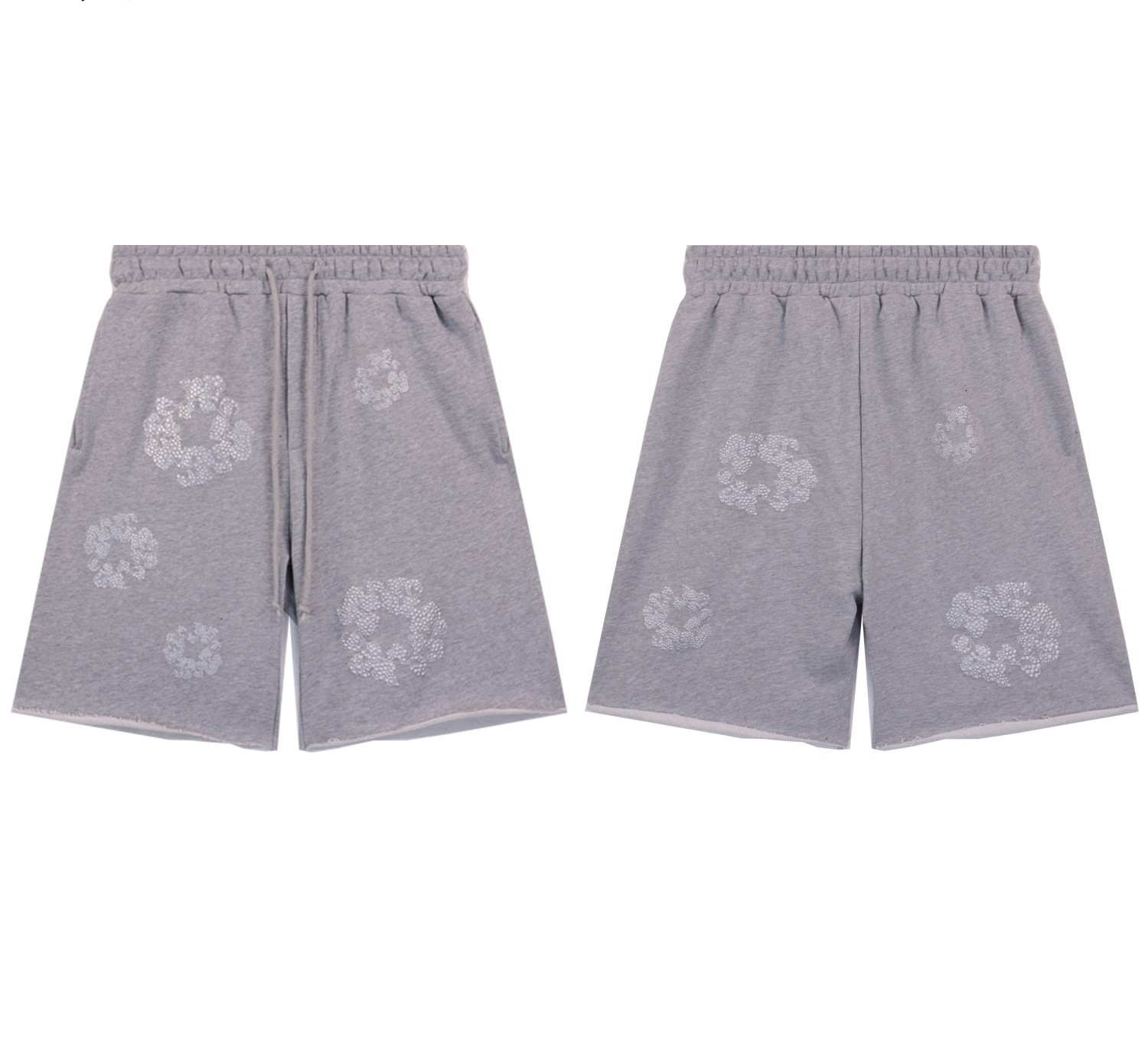  Denim Tears Glitter Patch Floral Print Shorts #8659 Black/Grey/Pink/Black Silver