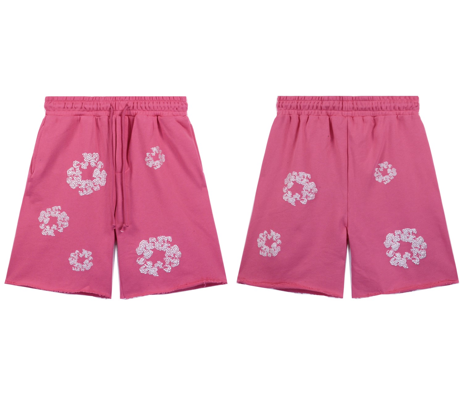 Denim Tears Glitter Patch Floral Print Shorts #8659 Black/Grey/Pink/Black Silver