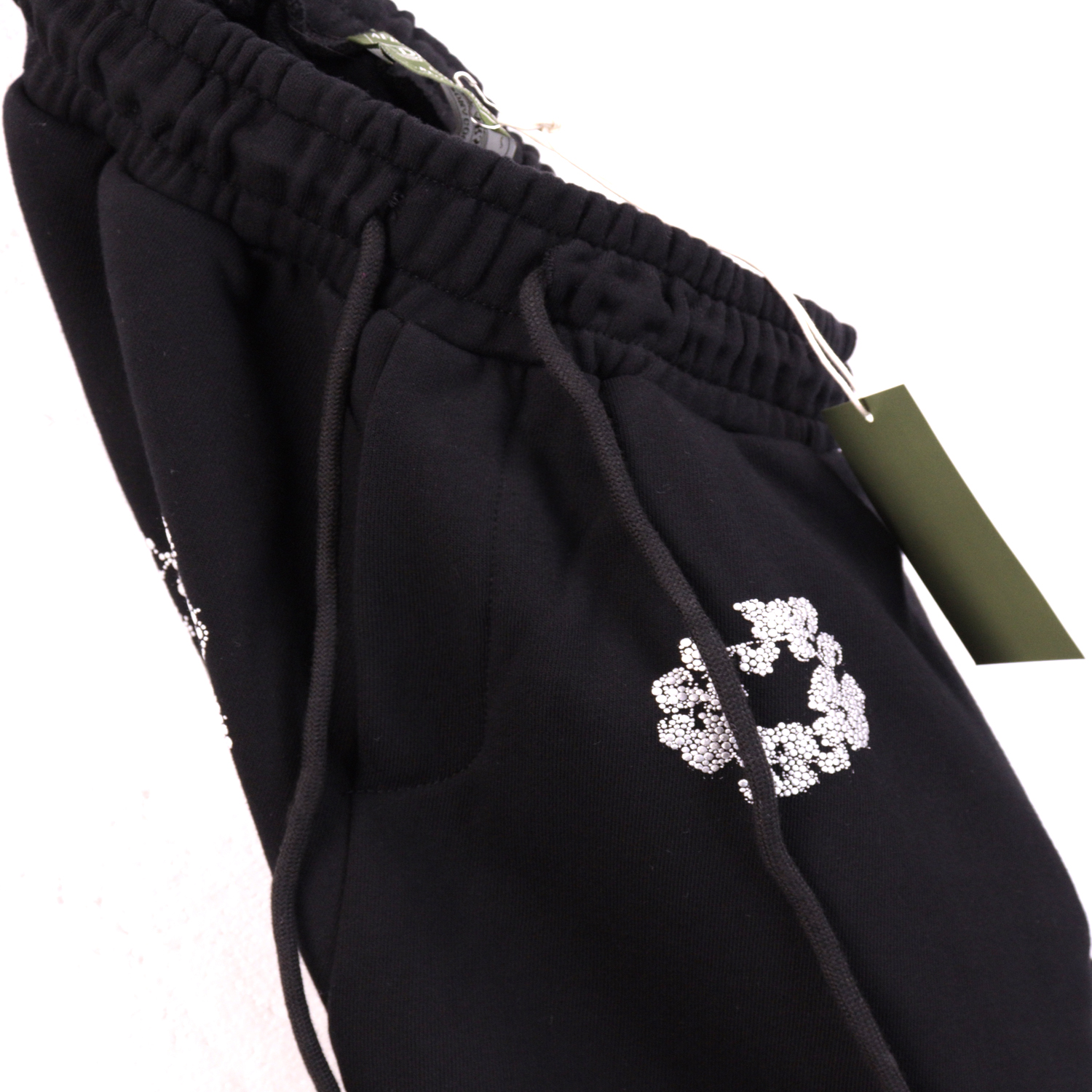  Denim Tears Glitter Patch Floral Print Shorts #8659 Black/Grey/Pink/Black Silver