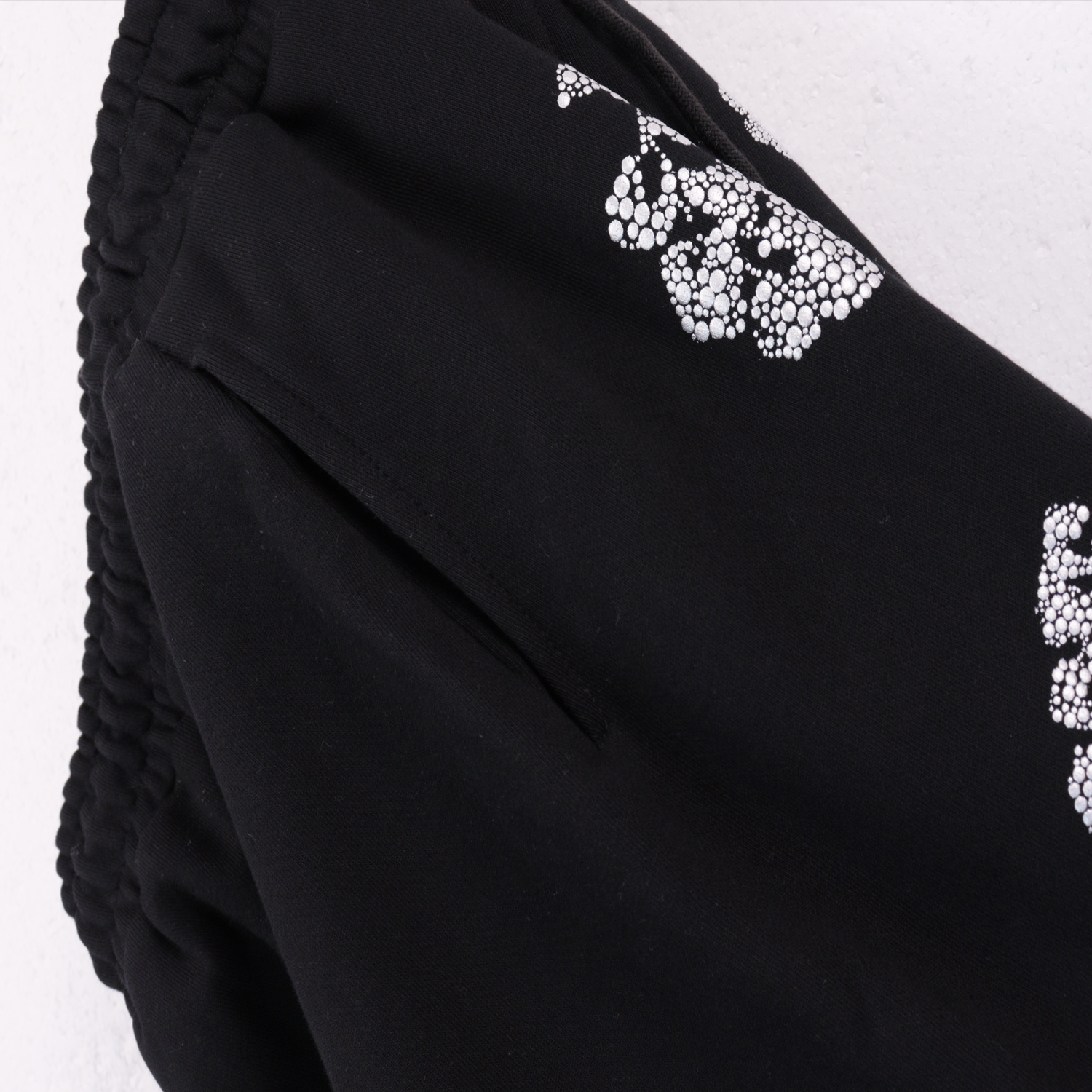  Denim Tears Glitter Patch Floral Print Shorts #8659 Black/Grey/Pink/Black Silver