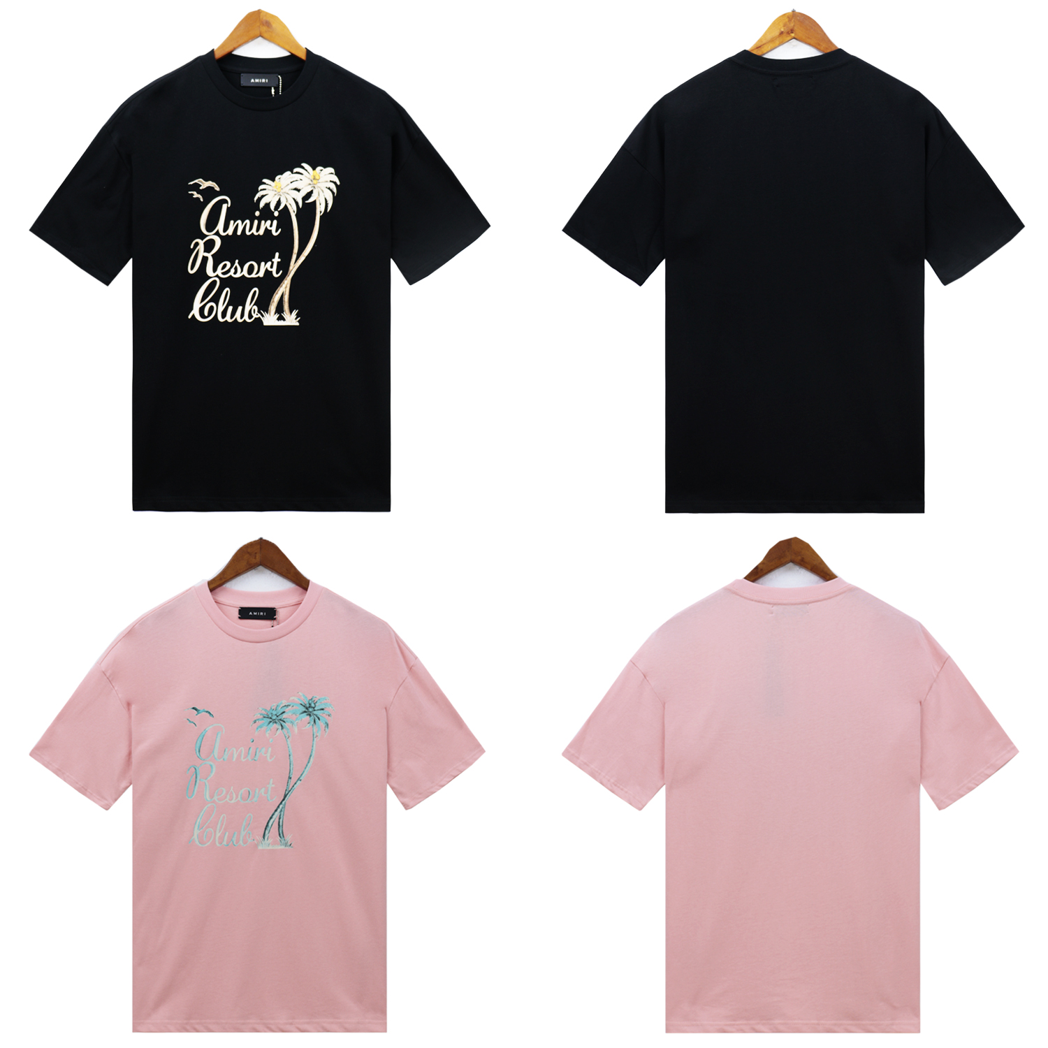 Amiri Twisted Palms T-Shirt #2215 Pink/Black