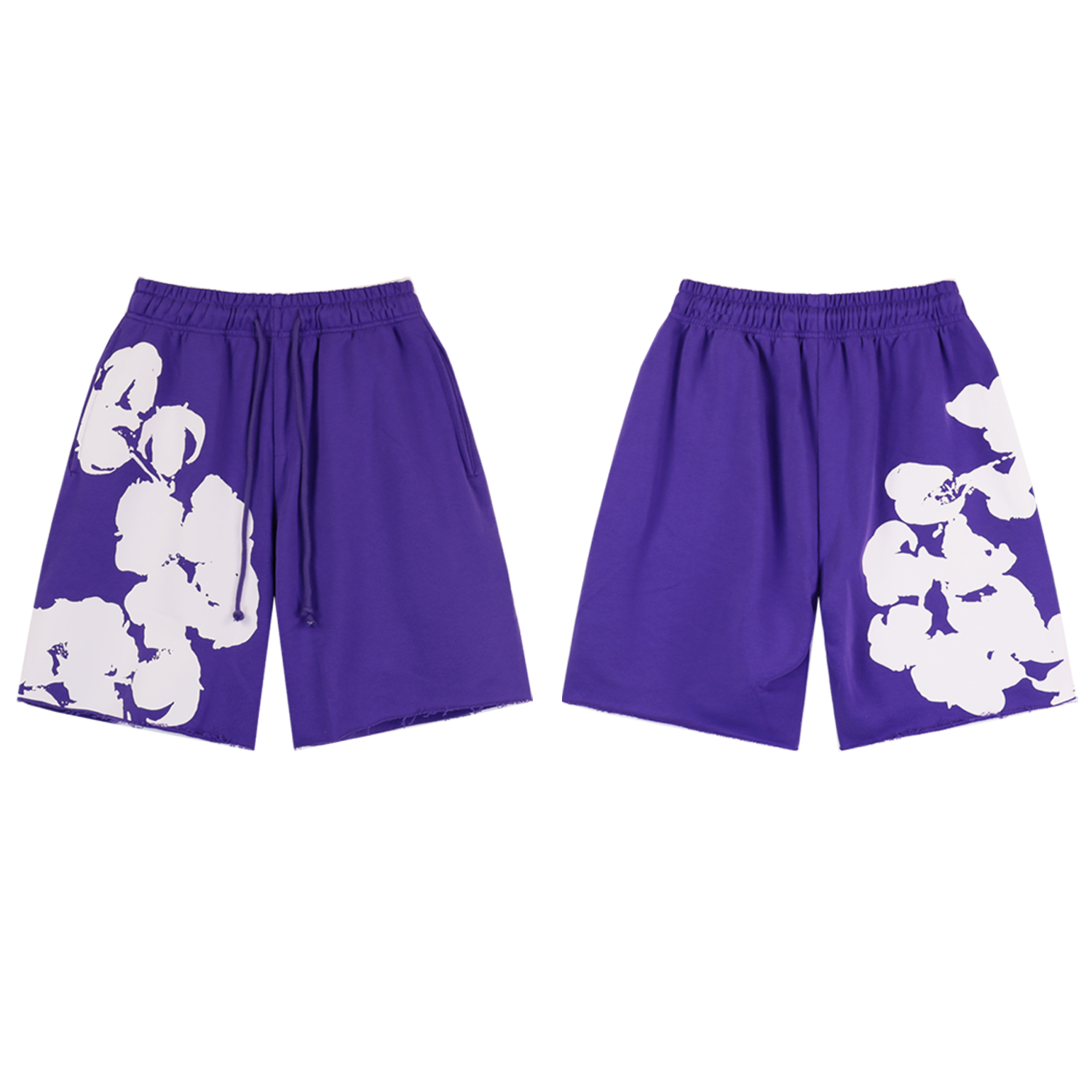 Denim Tears Big Cotton Wreath Shorts #8671 Black/Grey/Purple