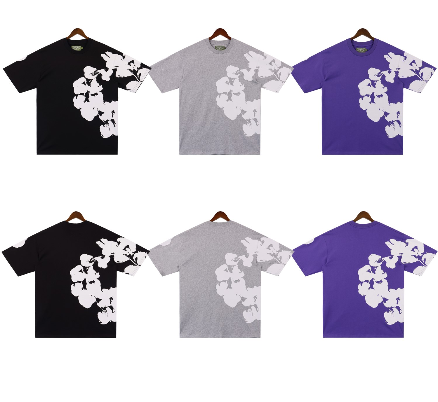 Denim Tears Big Cotton Wreath T-Shirt #2672 Black/Grey/Purple