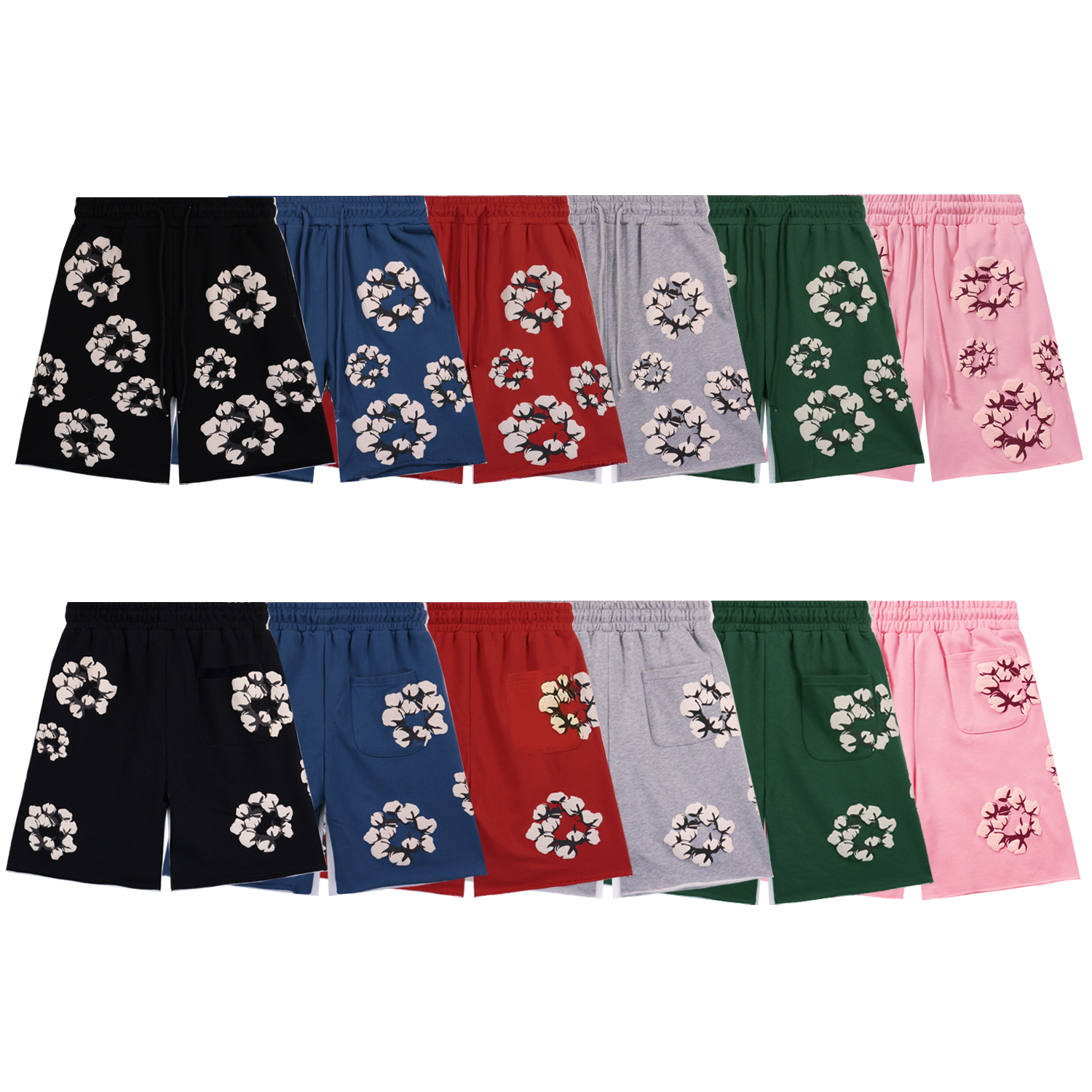 Denim Tears Cactus Tears Wreath Shorts #8658 Black/Blue/Red/Grey/Green/Pink