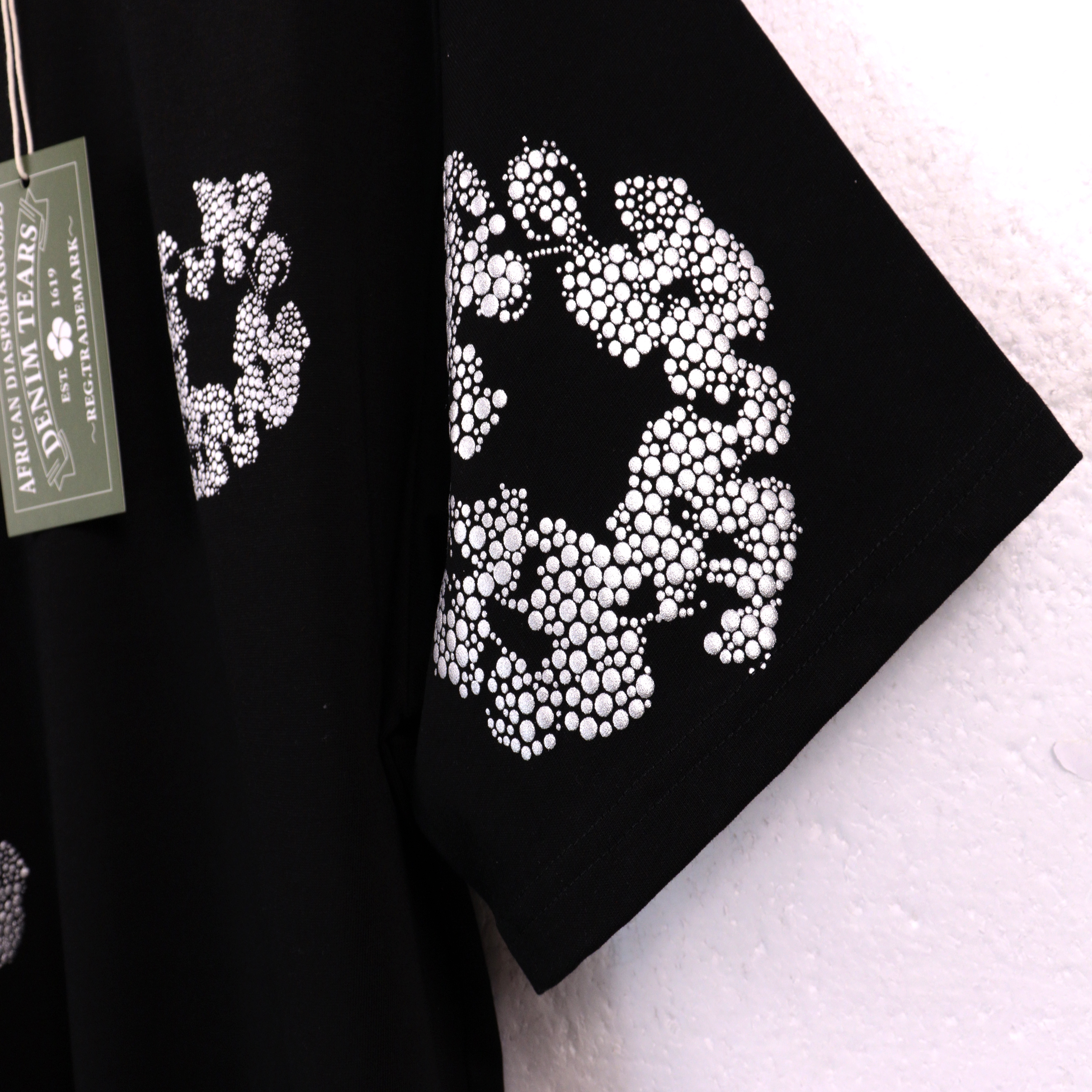 Denim Tears Glitter Patch Floral Print #2671 Black/Grey/Pink/Black Silver