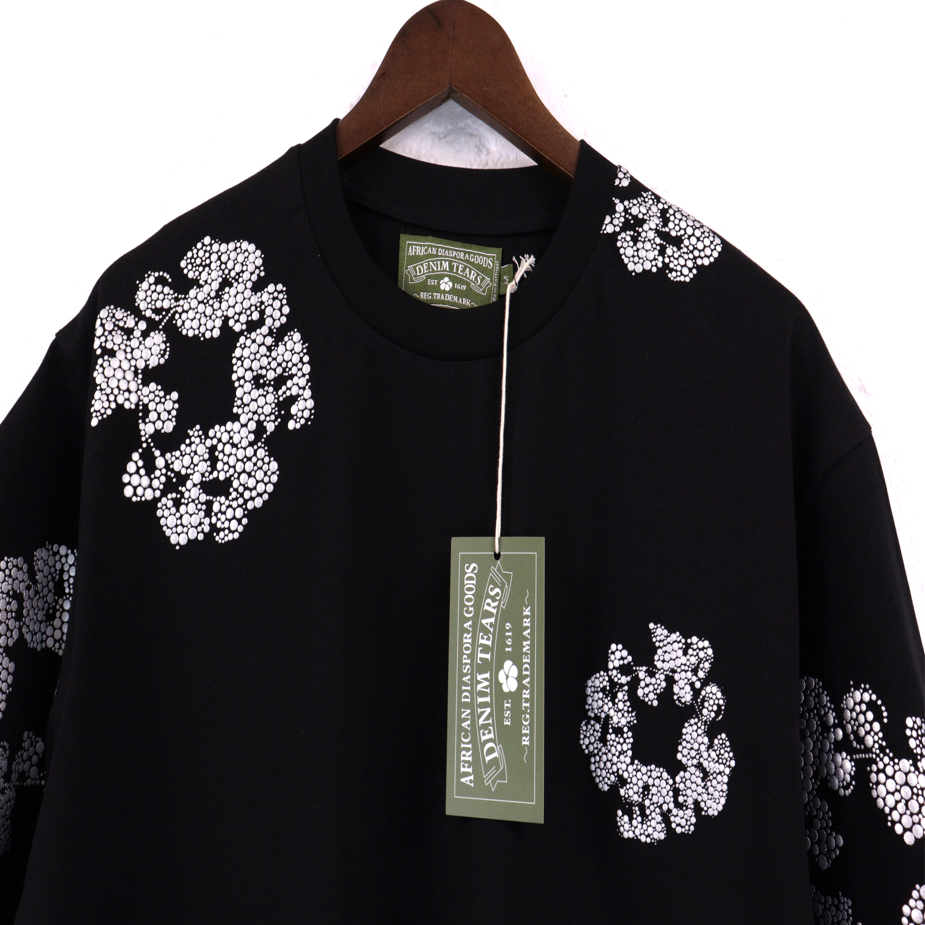 Denim Tears Glitter Patch Floral Print #2671 Black/Grey/Pink/Black Silver