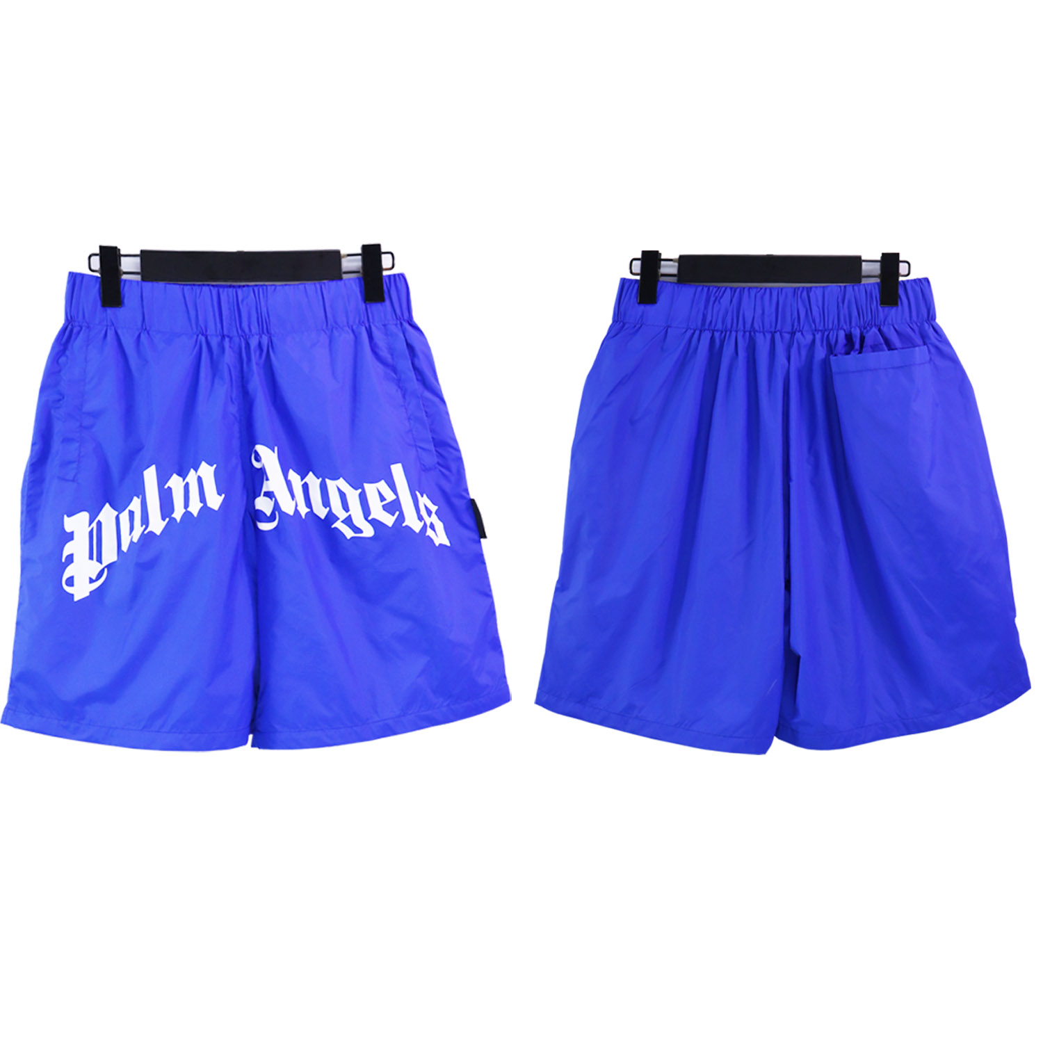 Palm Angels Curved Logo Bold Swim Shorts #8507 Green Fluo/Black/Green/Blue