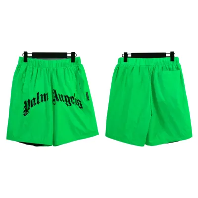 Palm Angels Curved Logo Bold Swim Shorts #8507 Green Fluo/Black/Green/Blue 02