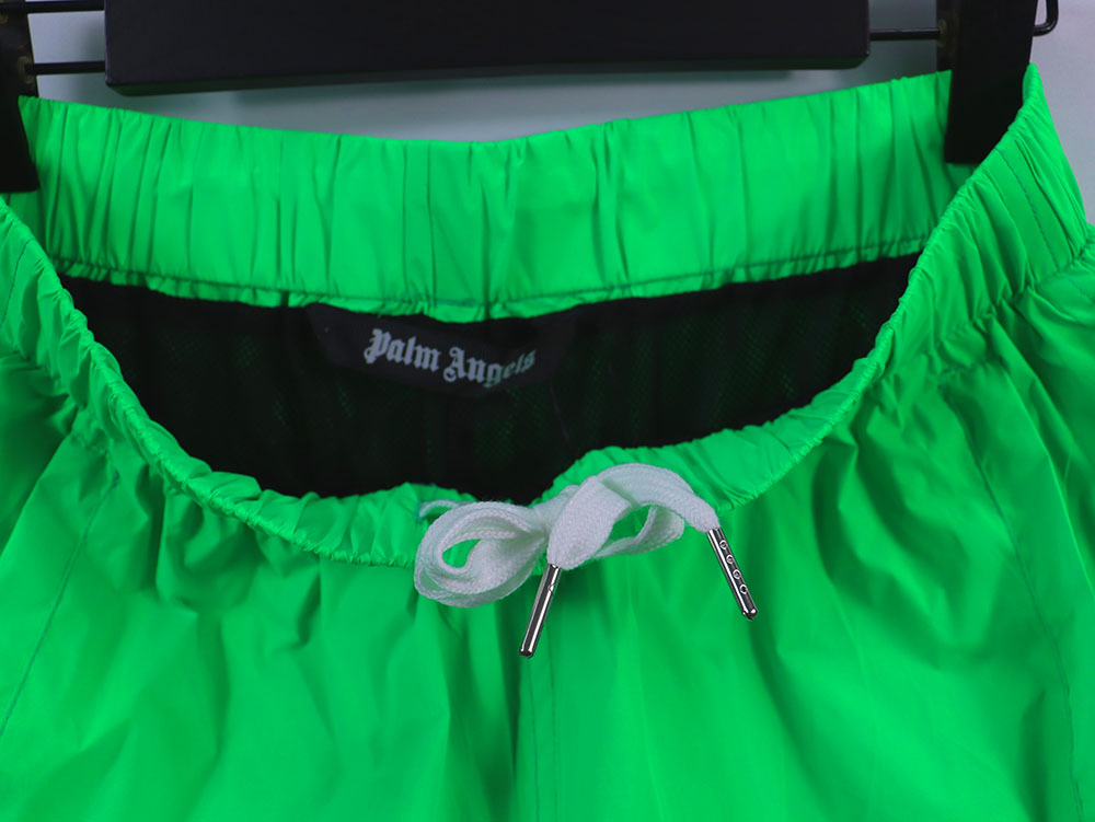 Palm Angels Curved Logo Bold Swim Shorts #8507 Green Fluo/Black/Green/Blue
