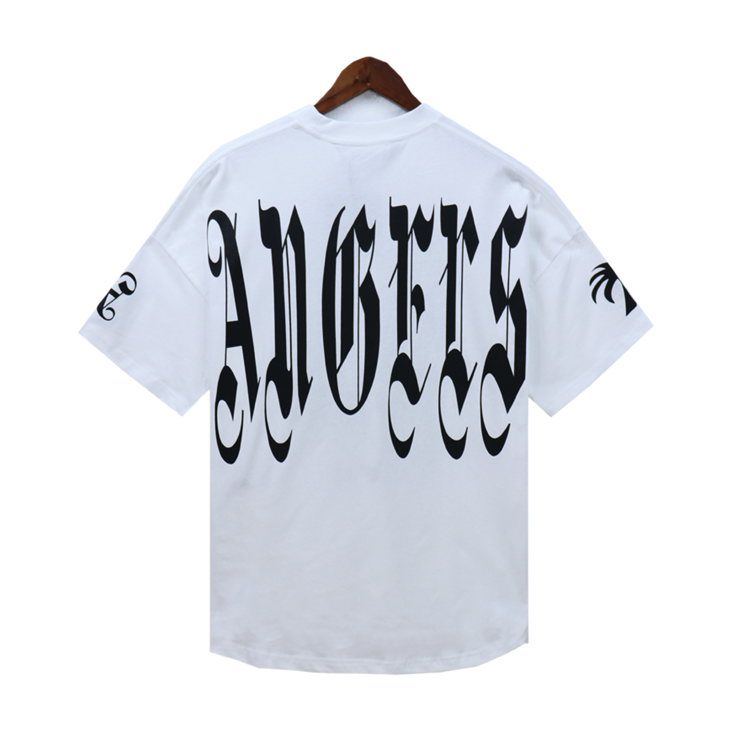 Palm Angels Gothic Logo Over T-Shirt #2072 White/Black