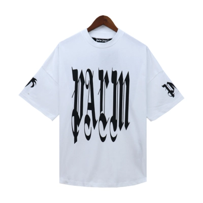 Palm Angels Gothic Logo Over T-Shirt #2072 White/Black 02