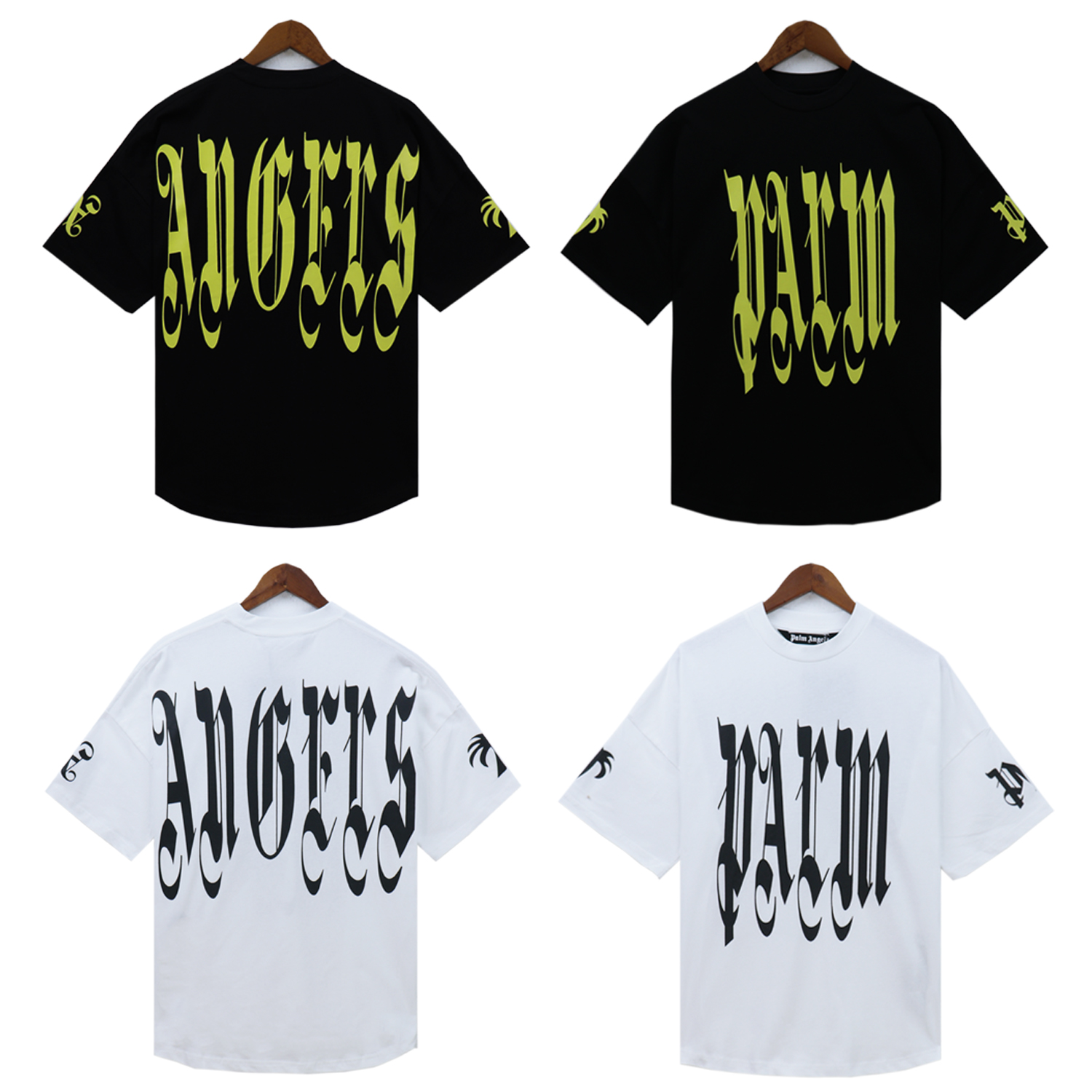Palm Angels Gothic Logo Over T-Shirt #2072 White/Black