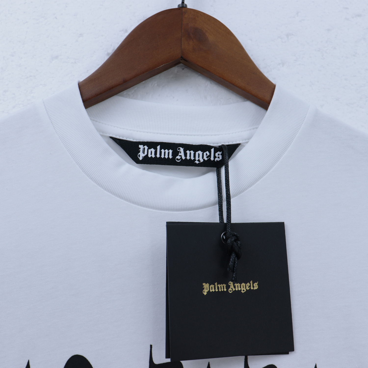 Palm Angels Gothic Logo Over T-Shirt #2072 White/Black