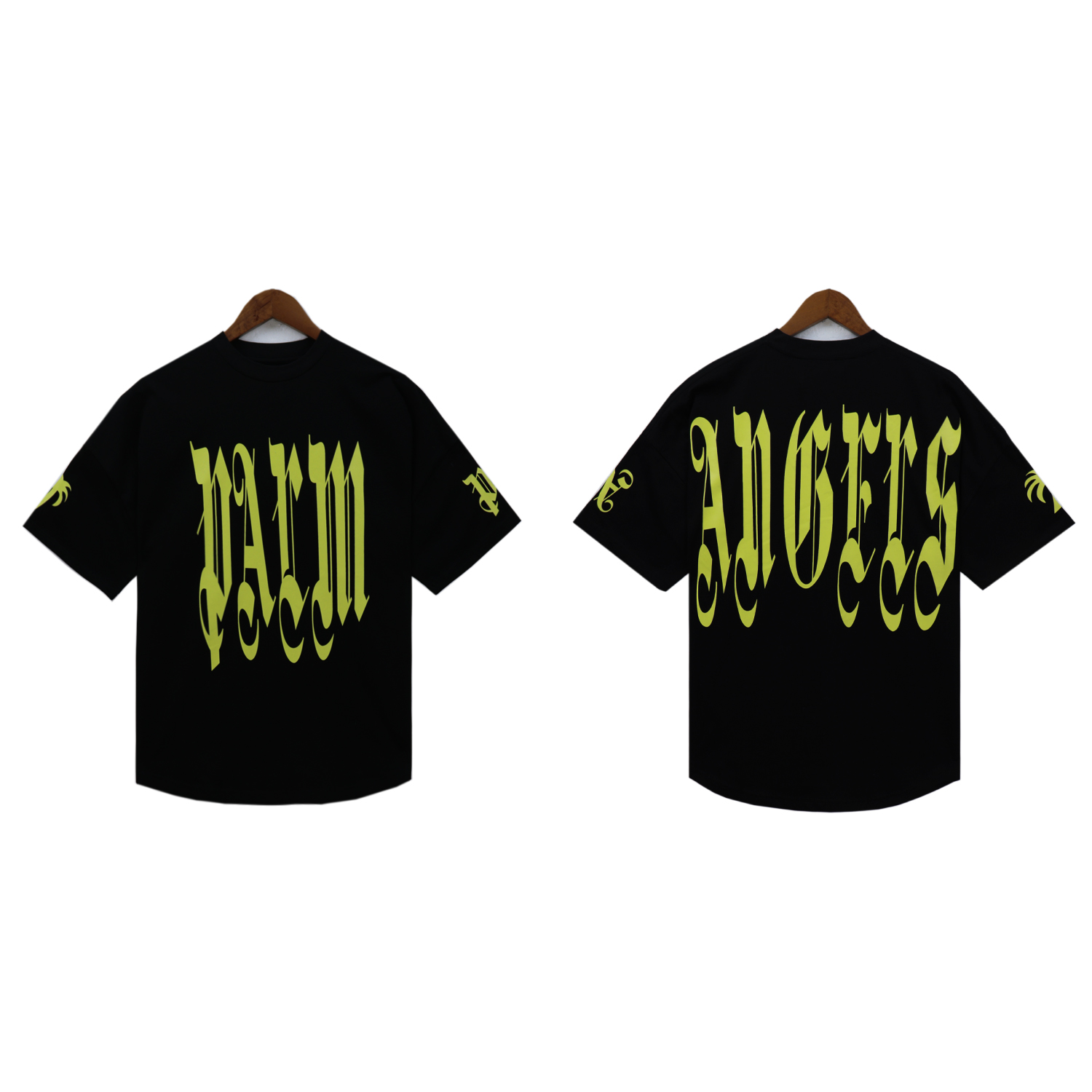 Palm Angels Gothic Logo Over T-Shirt #2072 White/Black