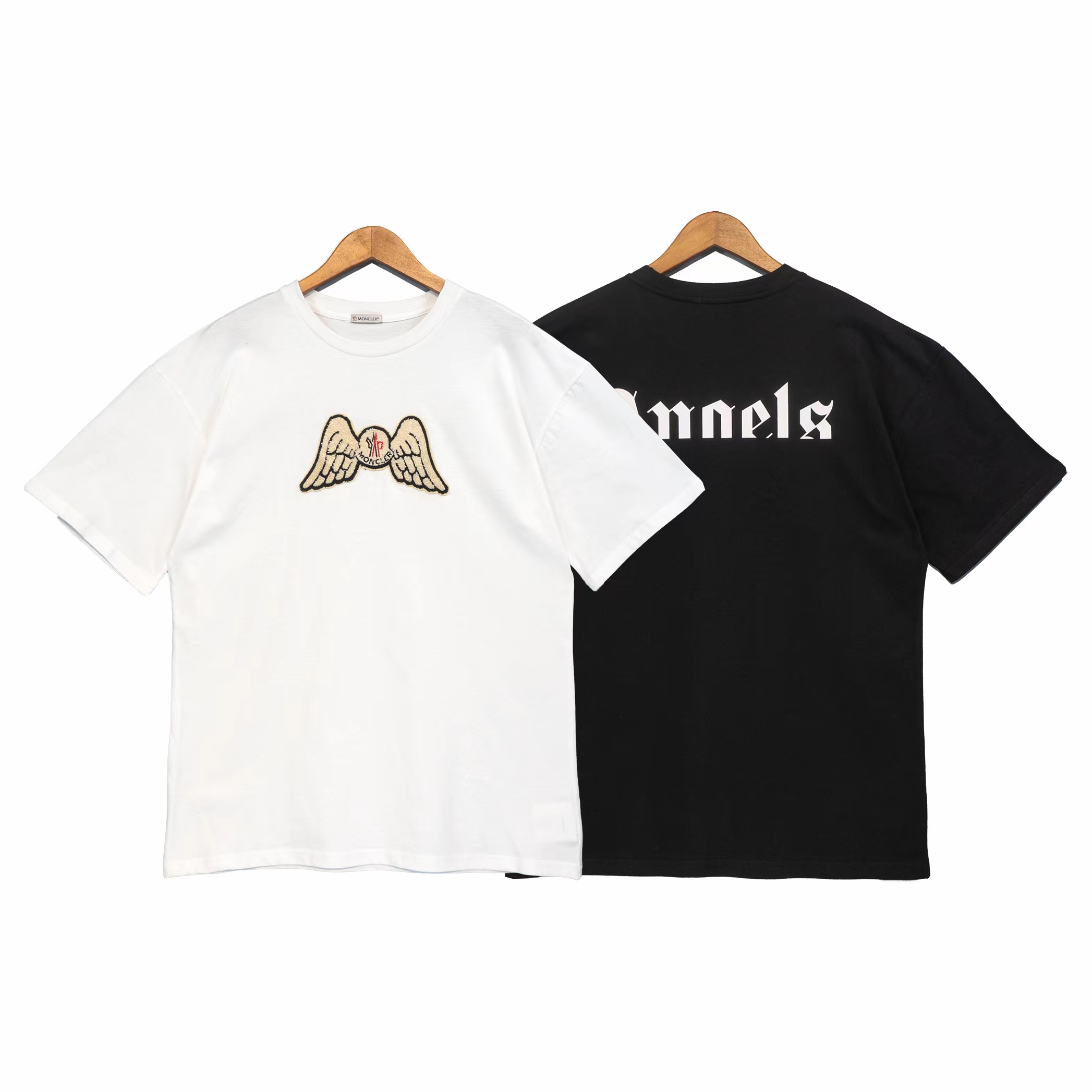 Palm Angle Joint Name Wings Pattern Loose T-Shirt #2083 White/Black