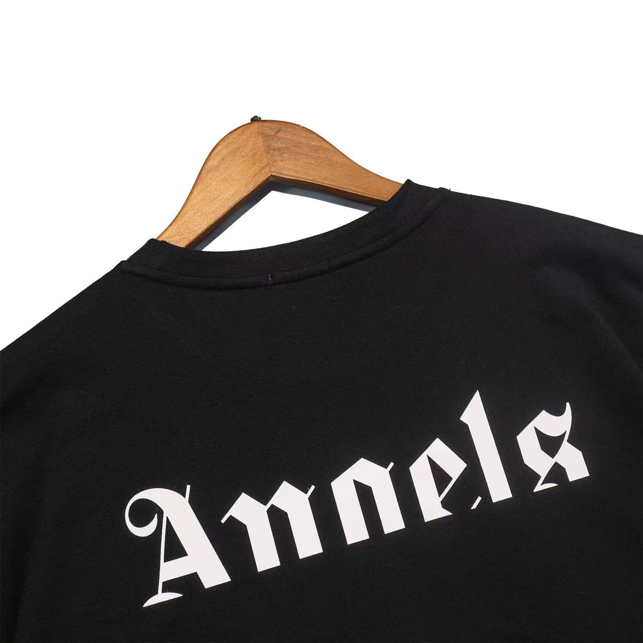 Palm Angle Joint Name Wings Pattern Loose T-Shirt #2083 White/Black