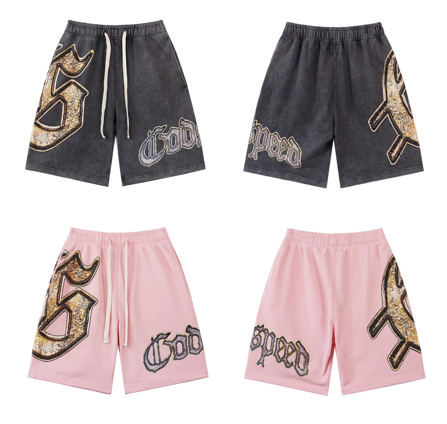 Godspeed Sweat Shorts #8678 Black/Pink