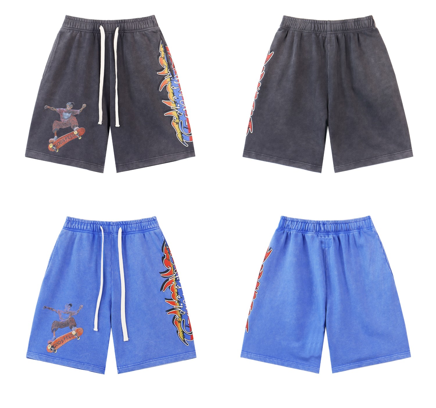 Godspeed Sweat Shorts #8773 Black/Blue