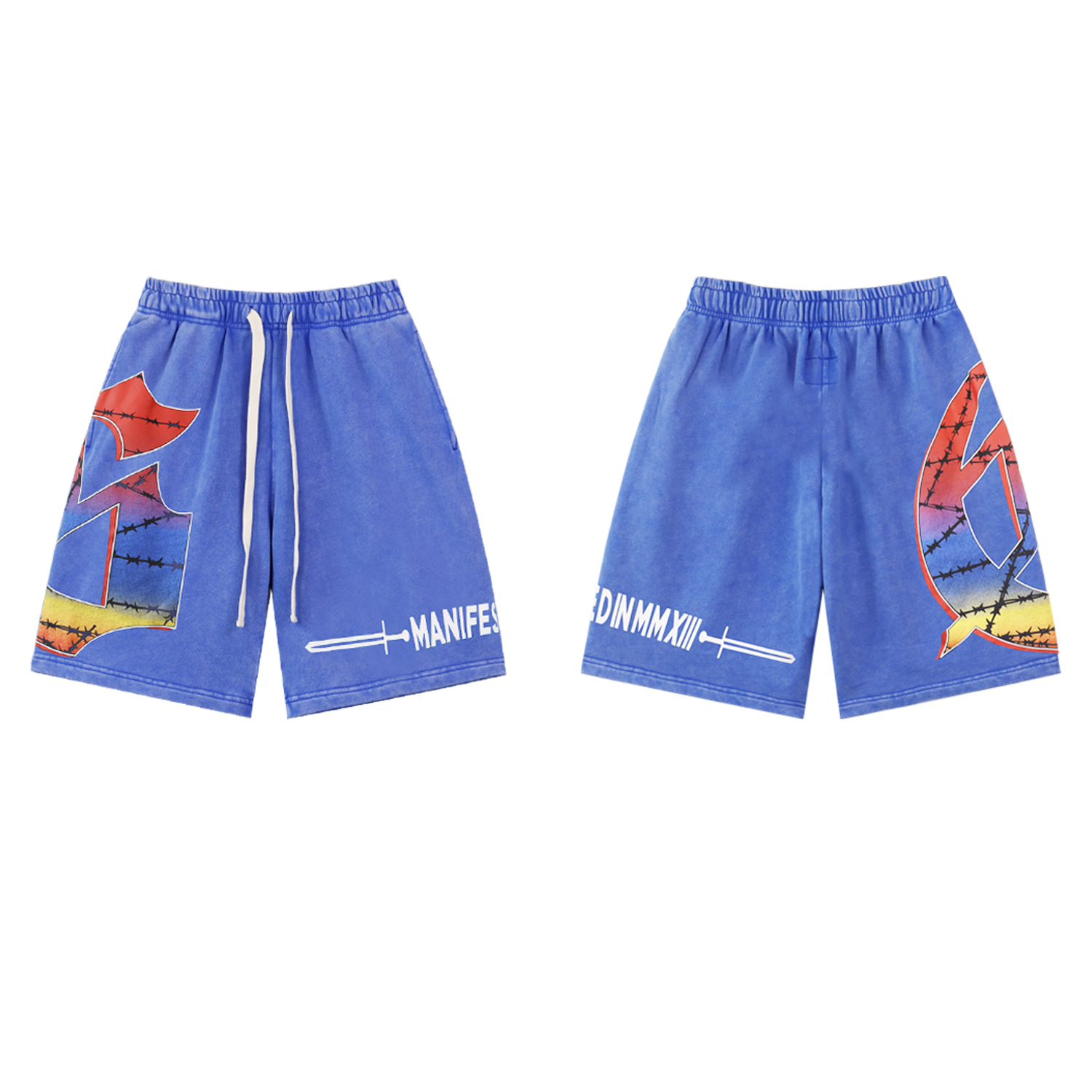 Godspeed Sweat Shorts #8775 Black/Blue/Pink