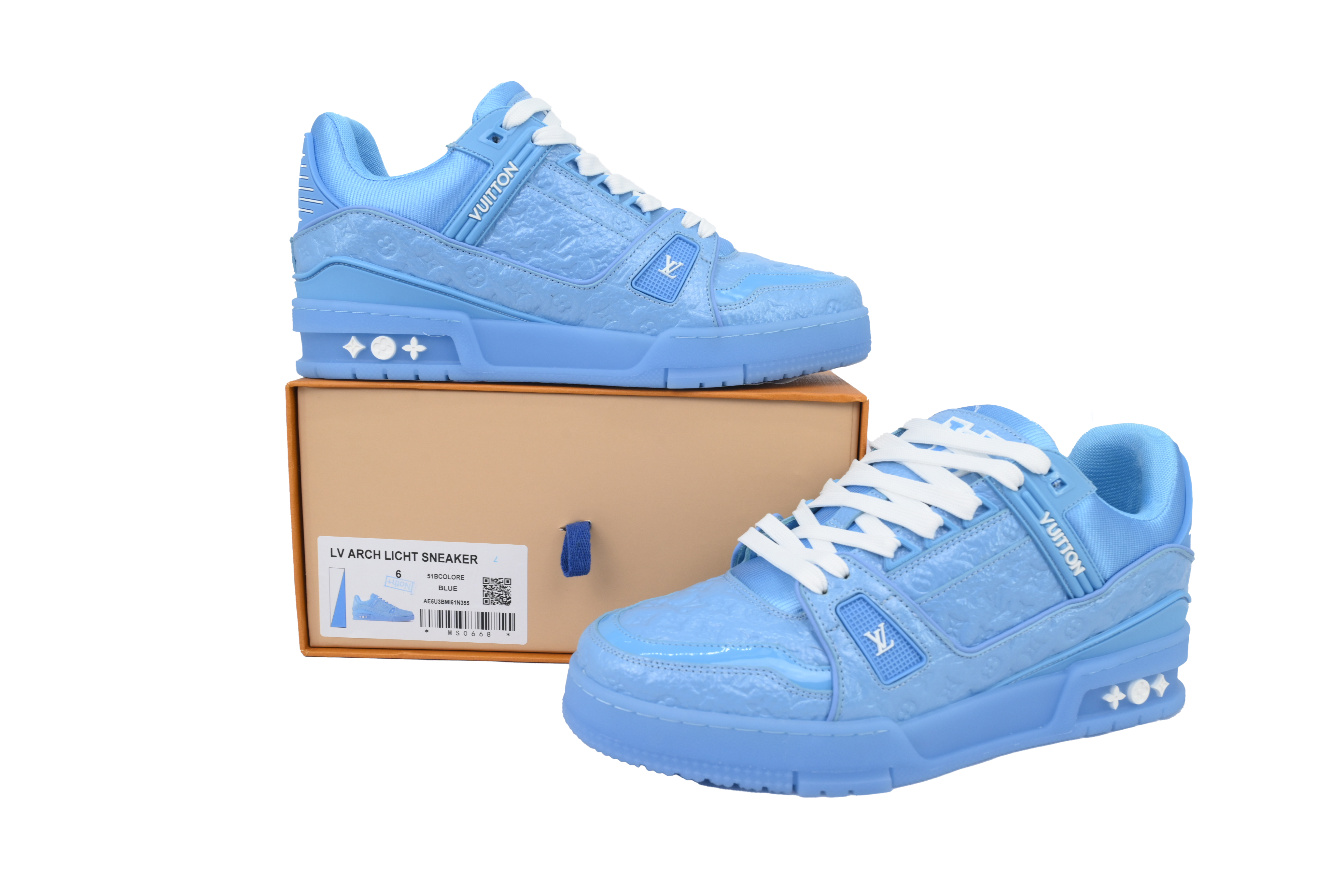 Louis Vuitton Trainer Blue Lychee Patent Leather