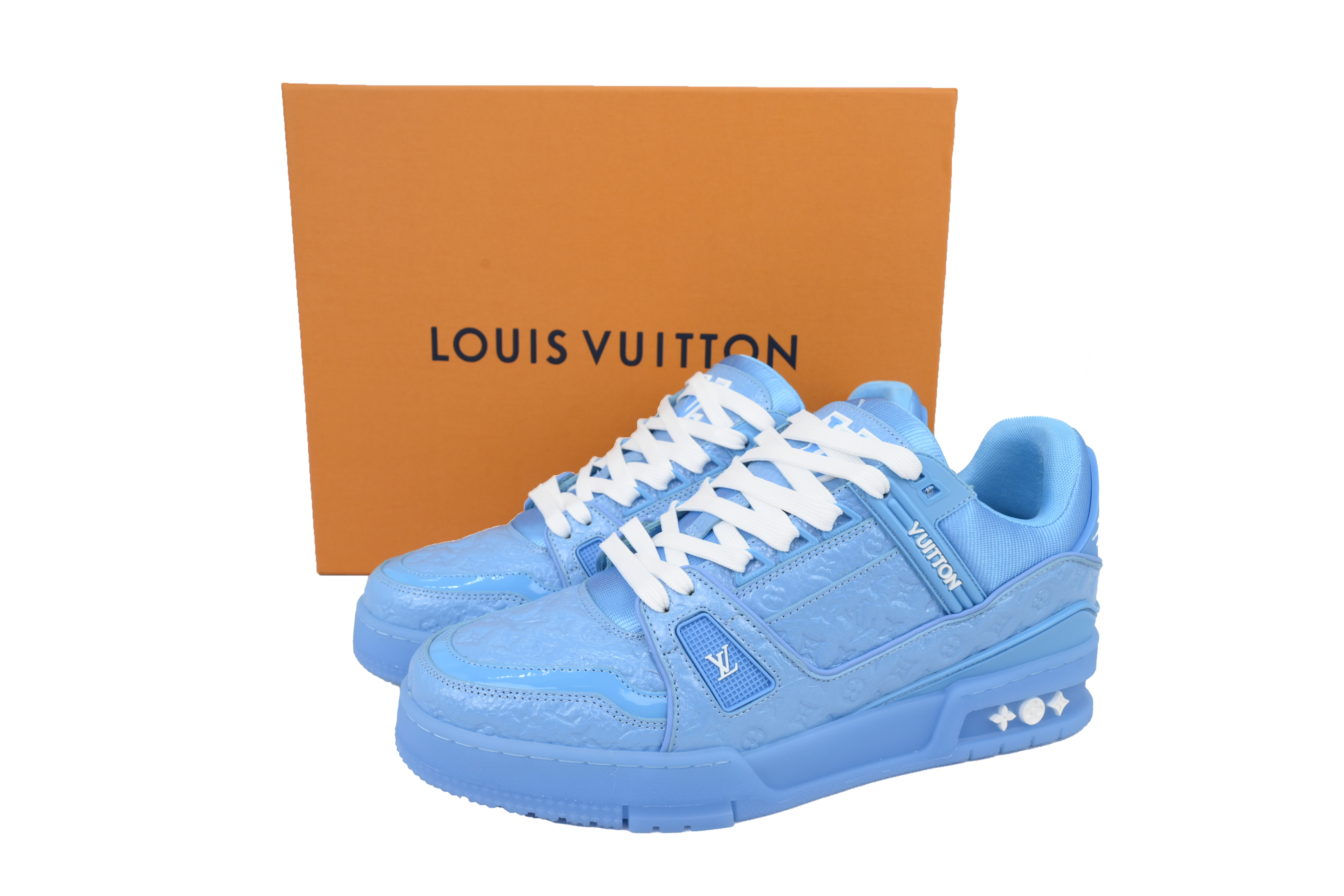 Louis Vuitton Trainer Blue Lychee Patent Leather