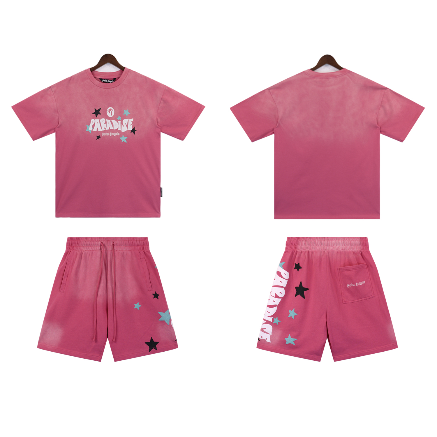 Palm Angels 'Paradise' Cotton T-shirt & Shorts Set Pink