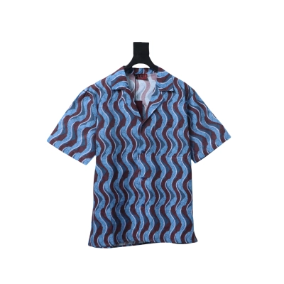 Gucci Printed Cotton Poplin Shirt Light Blue 01