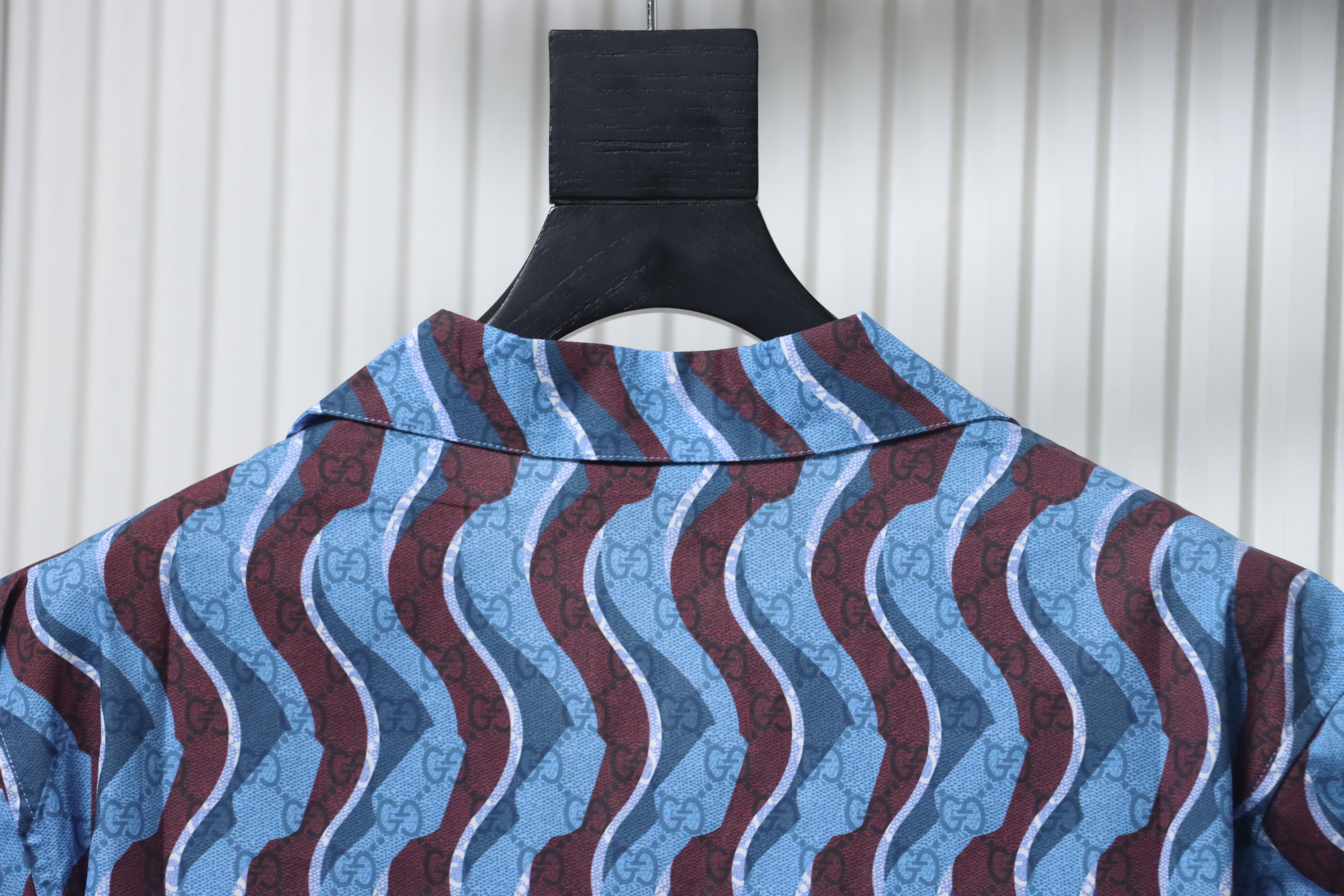 Gucci Printed Cotton Poplin Shirt Light Blue