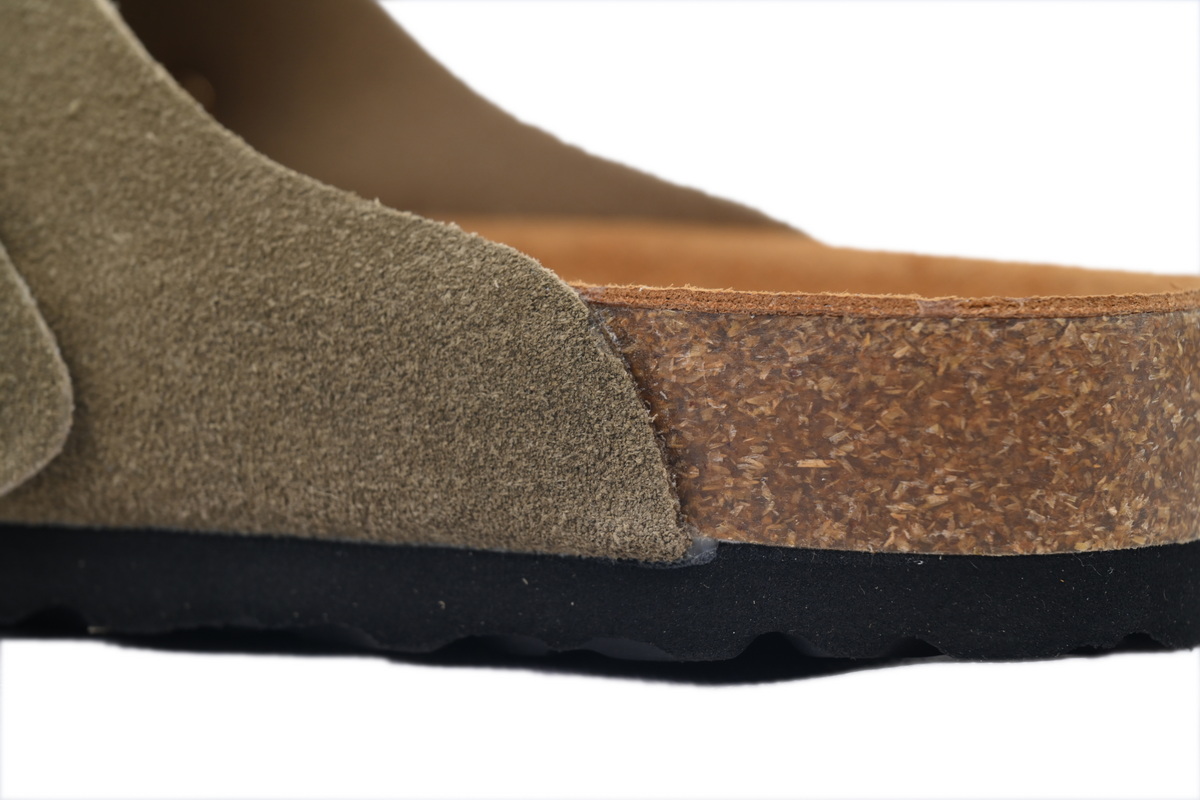 Birkenstock Boston Closed Toe Slides Grey Green