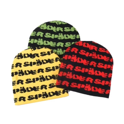 Sp5der Fuzzy Logo Skully Yellow/Green/Red 01